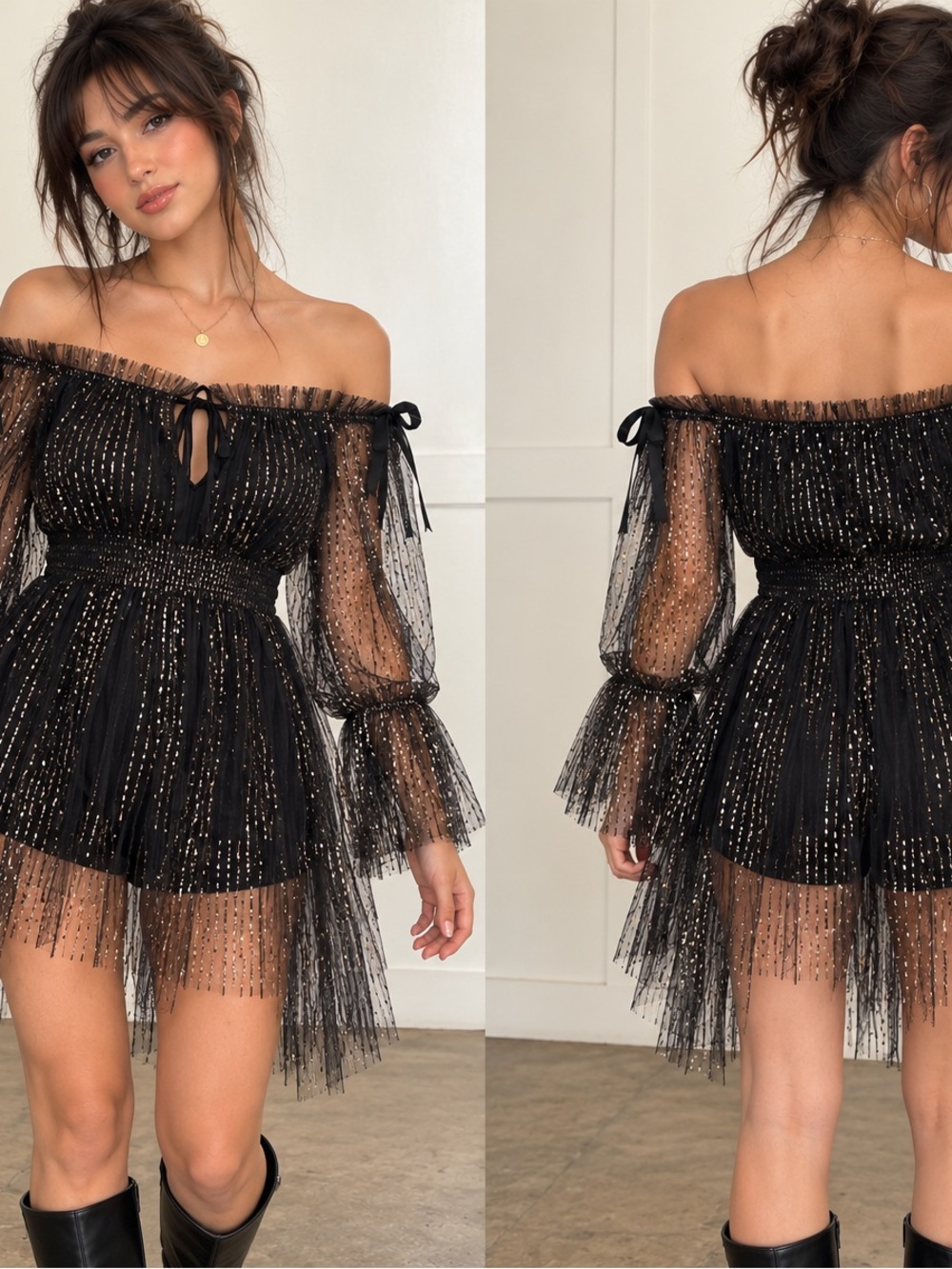 Witchy Black Sparkle Tule romper